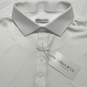 Collars & Co Mens Large White Performance Polo Semi Spread Collar NWT